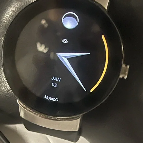 Movado 3660016 Black and Silver Watch with Charger smartwatch